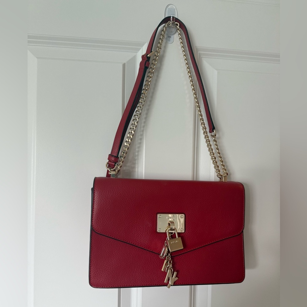 DKNY Red Leather Shoulder Bag